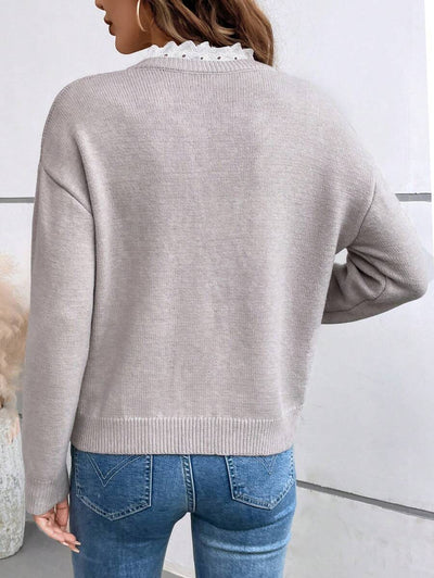 🇫🇷 Pull Dentelé Col V – Prix Imbattable
