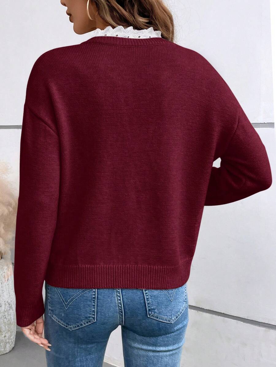 🇫🇷 Pull Dentelé Col V – Prix Imbattable