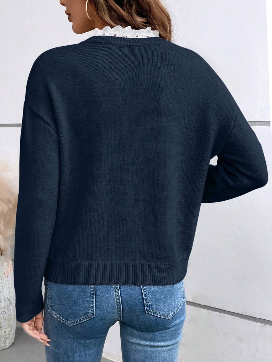🇫🇷 Pull Dentelé Col V – Prix Imbattable