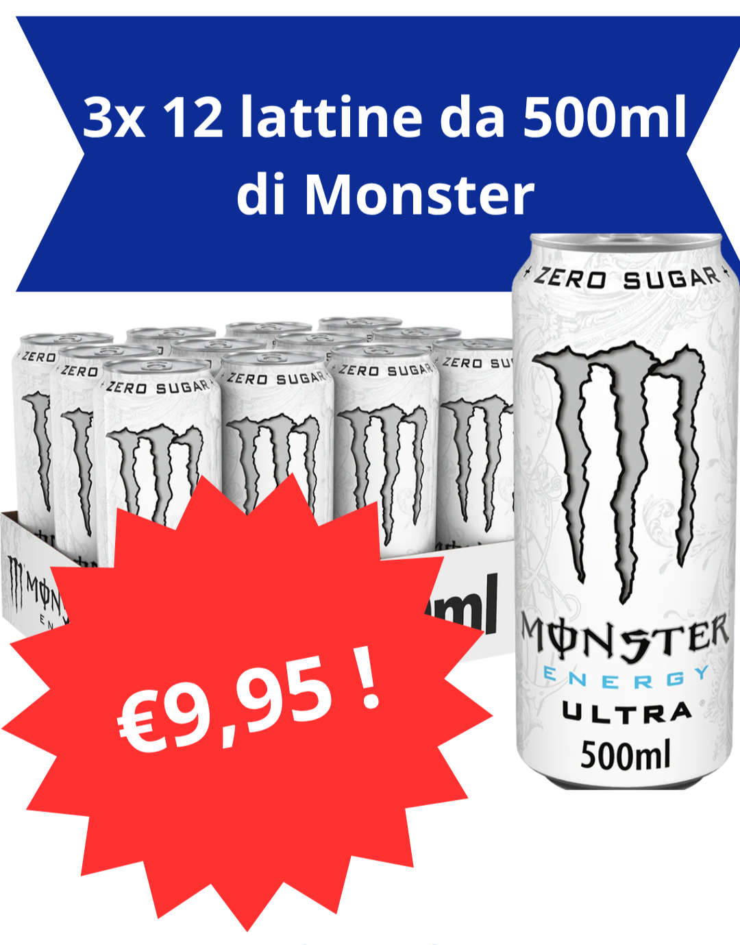 3x 12 lattine da 500ml di MONSTER ULTRA
