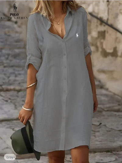 🇫🇷  Robe‑chemise essentielle en lin et coton – DESTOCKAGE