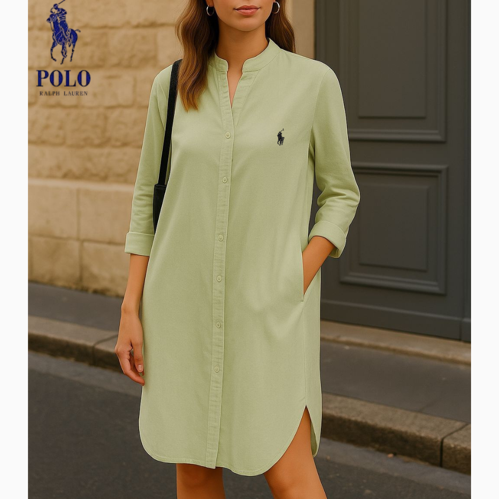 Elegante abito chemisier con collo alla coreana – Ralph Lauren