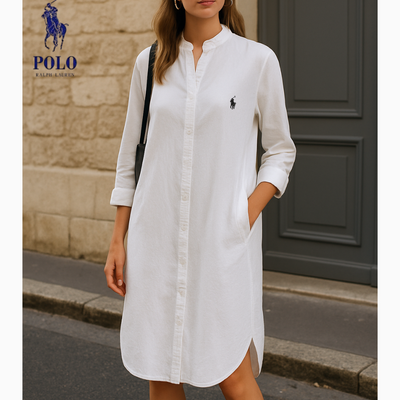 Elegante abito chemisier con collo alla coreana – Ralph Lauren