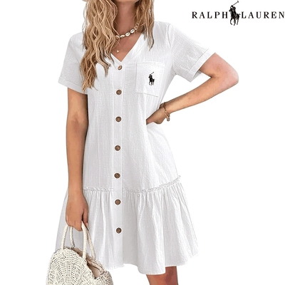 Ꮢаlрh Ꮮаurеn – Robe d’Été à Bretelles avec Coupe Cintrée